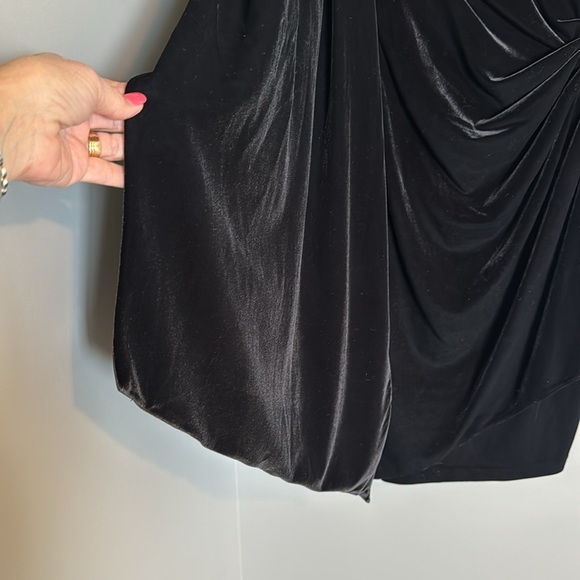 Alex Evenings Black Velvet Dress & Wrap Set Beaded Waist Size 10 Formal Cocktail - Picture 9 of 15